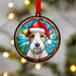 Fox Terrier in Santa Hat Suncatcher Decoration